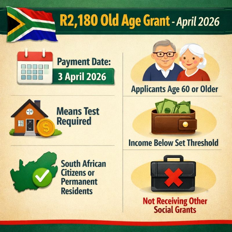 R2,180 Old Age Grant April 2026